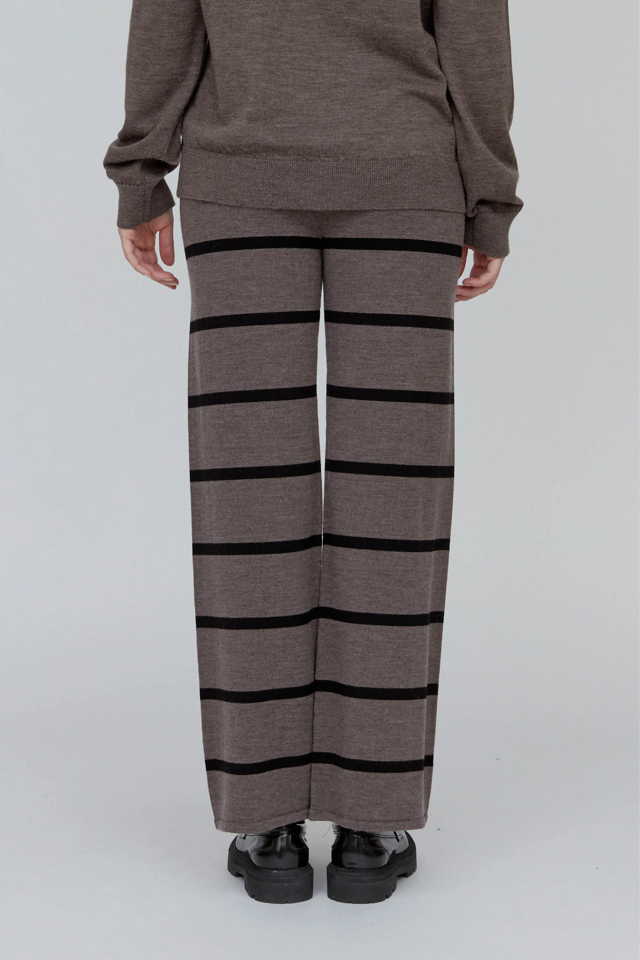 Vera Wide Pants - Brown Melange / Black