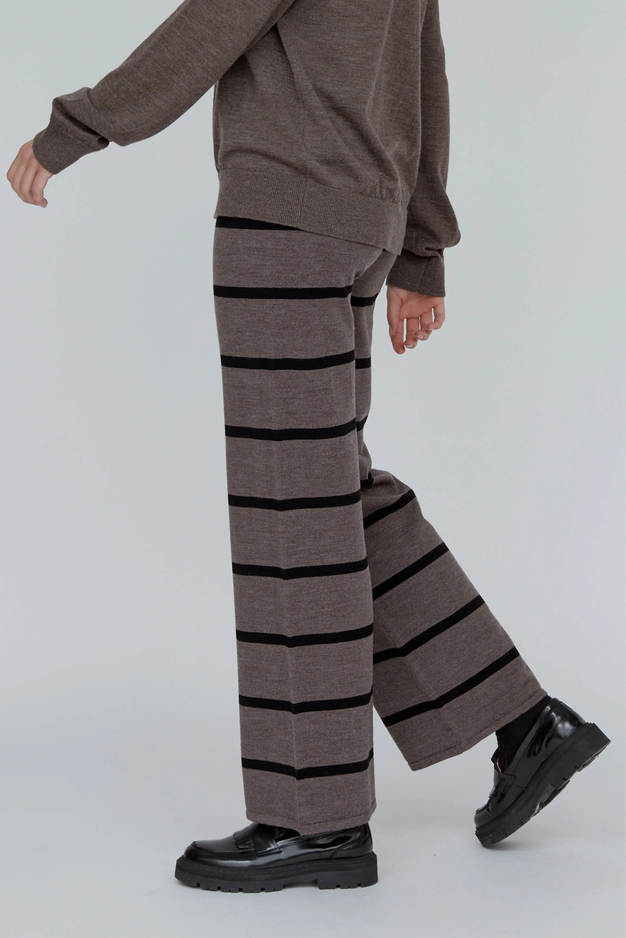 Vera Wide Pants - Brown Melange / Black