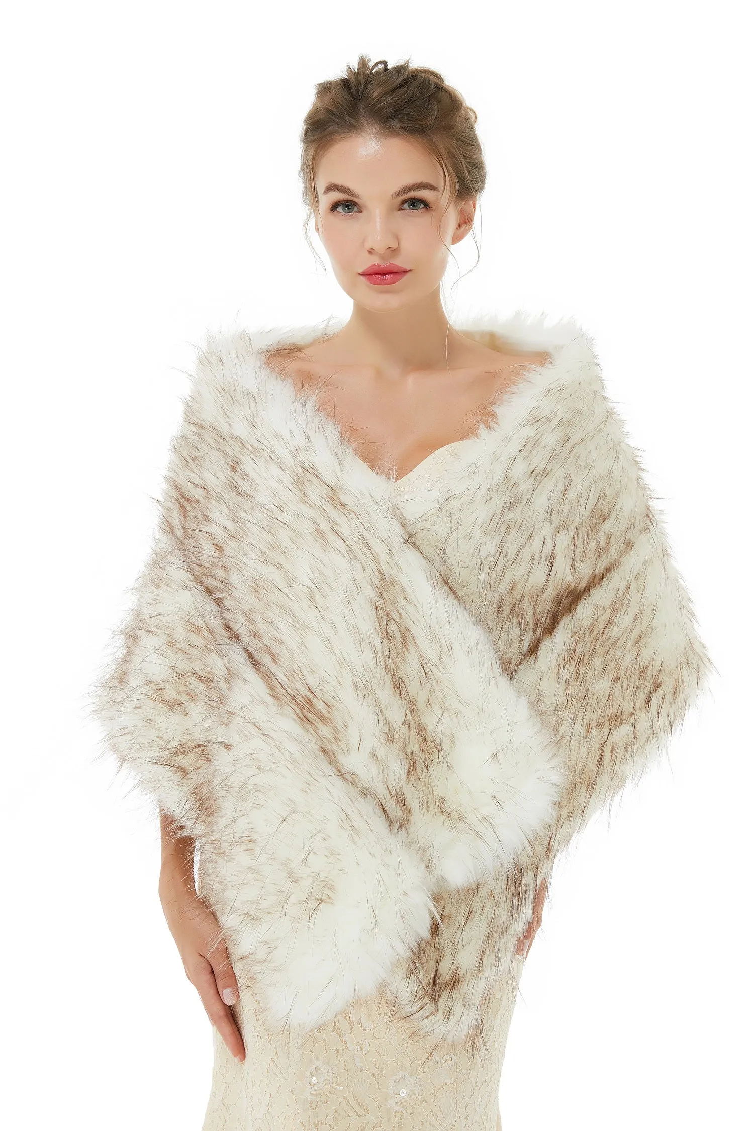 Warm Light Brown Wedding Wraps Faux Fur Bridal Cover Up