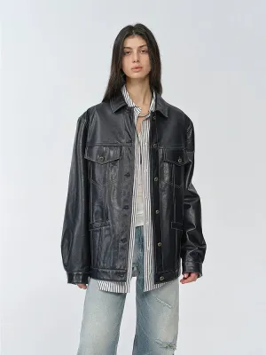 Waxed Sheepskin Leather Jacket