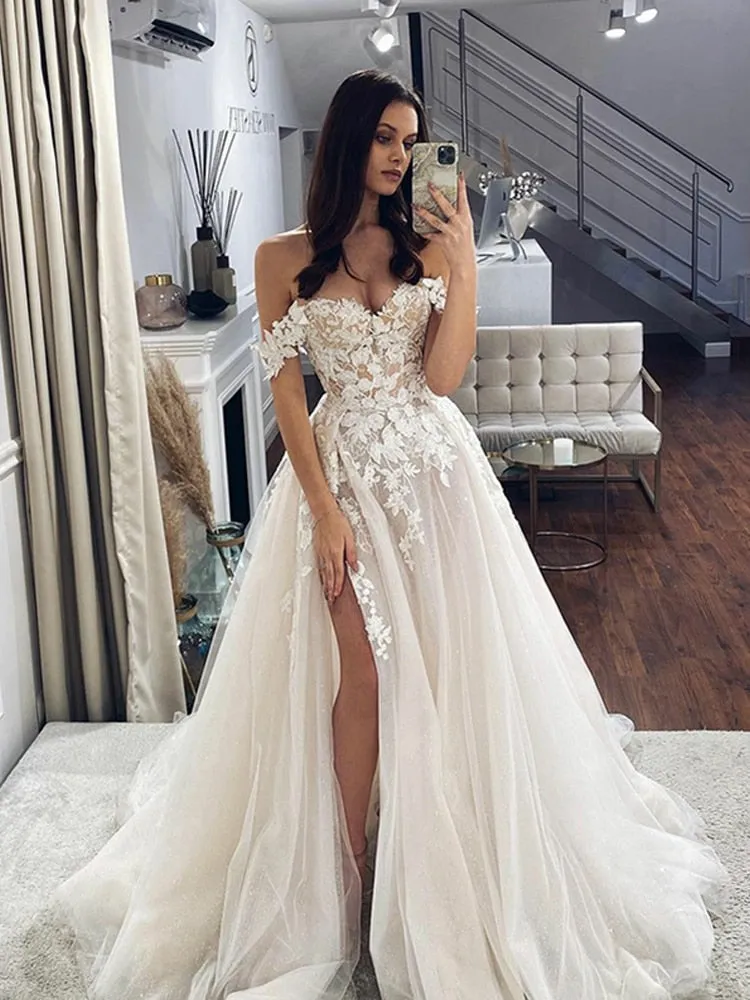 Wedding Dresses Off The Shoulder Sweetheart Neck Bridal Gowns