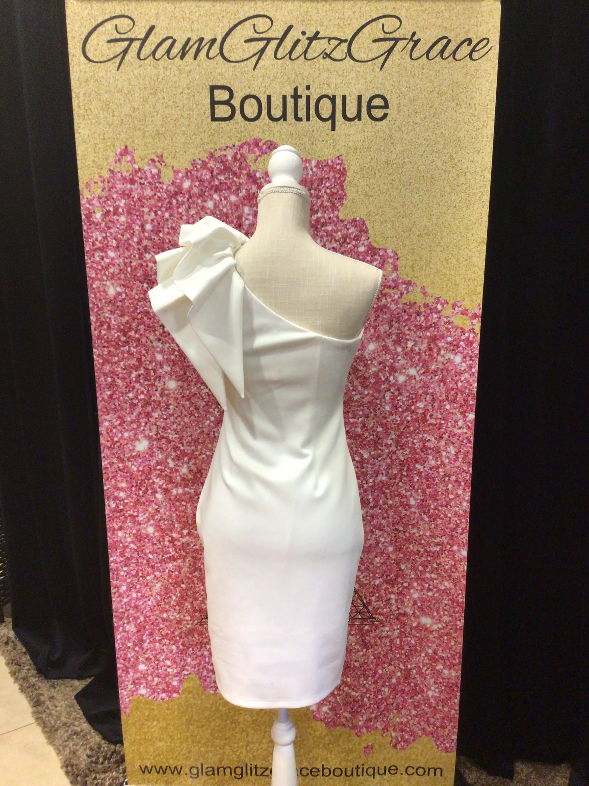 White One Shoulder With Ruffles Body con Dress