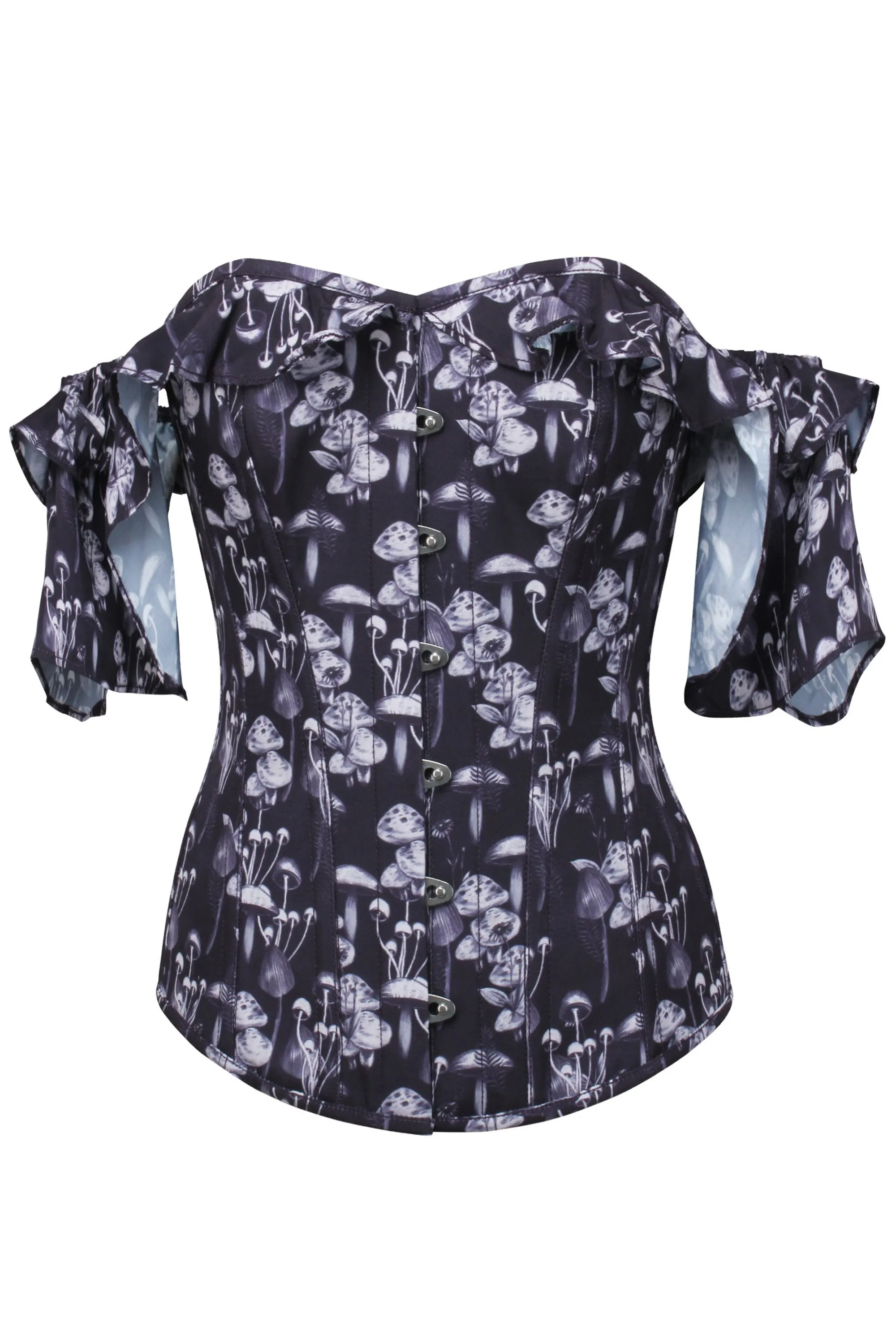 Wild Mushroom Corset Top with Frill Sleeve