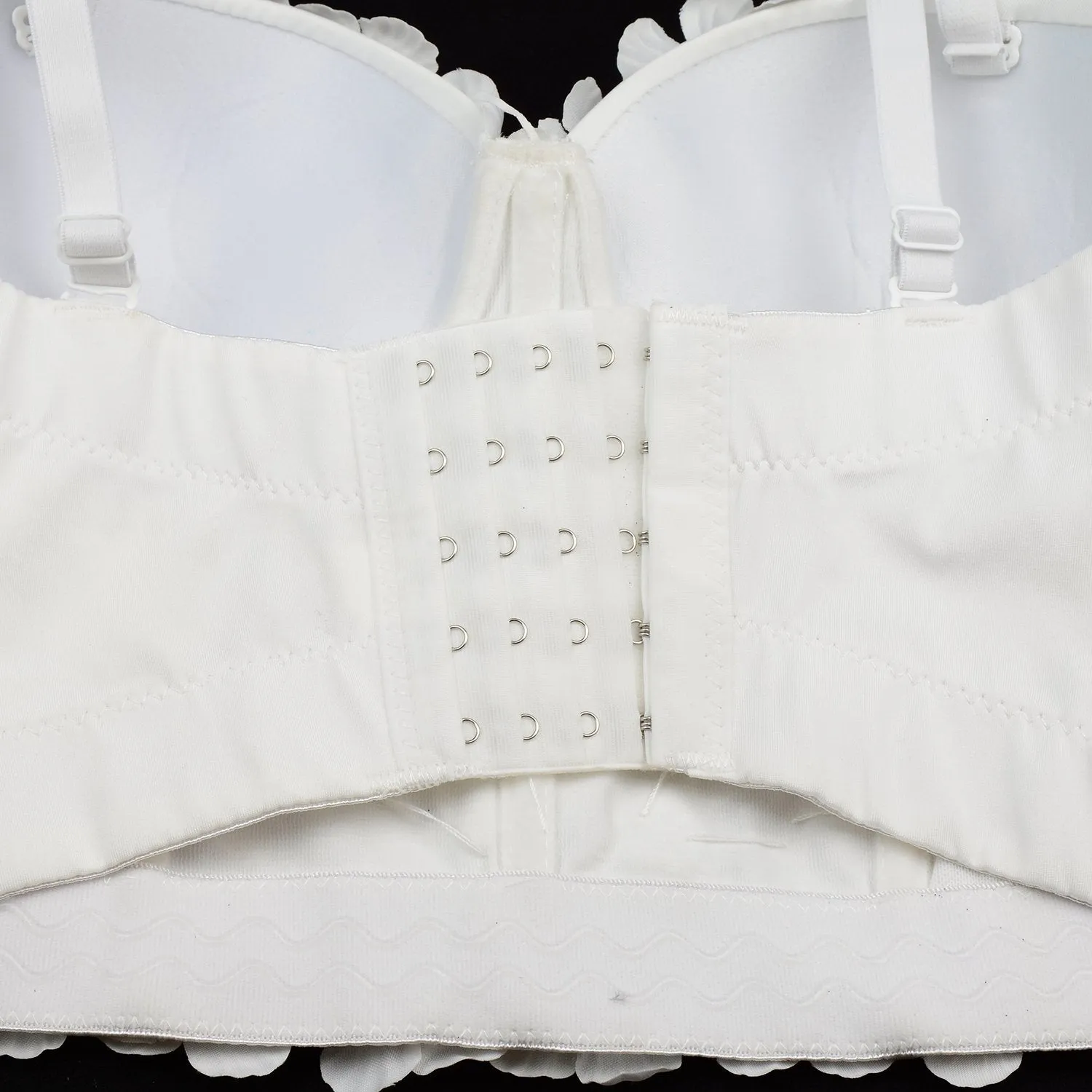Women's 3D Floral Pearl Bustier Crop Top Party Club Bra Tops White