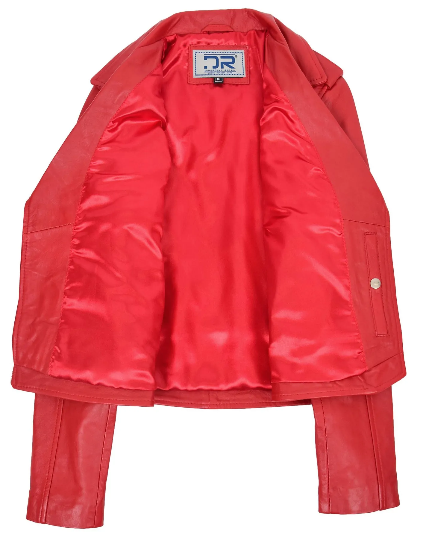 Women's Brando Biker Style Real Leather Jacket Red Fierca
