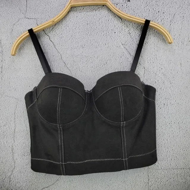 Women's Corset Bustier Bra Night Club Party long sexy Cropped Top