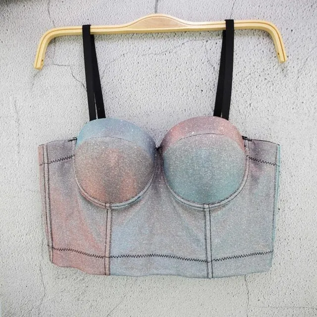 Women's Corset Bustier Bra Night Club Party long sexy Cropped Top