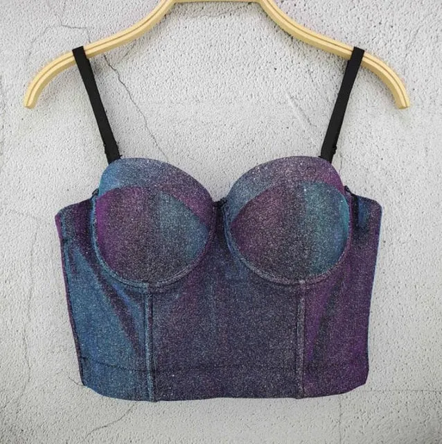 Women's Corset Bustier Bra Night Club Party long sexy Cropped Top