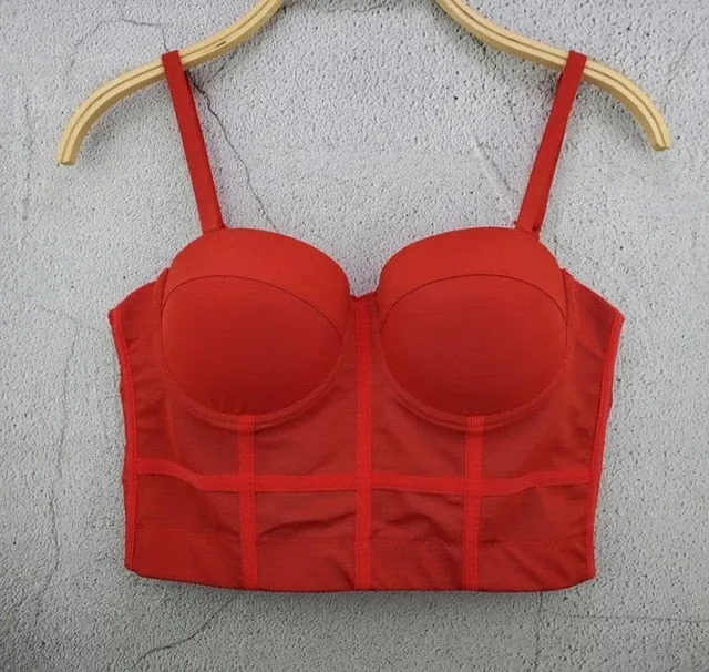 Women's Corset Bustier Bra Night Club Party long sexy Cropped Top
