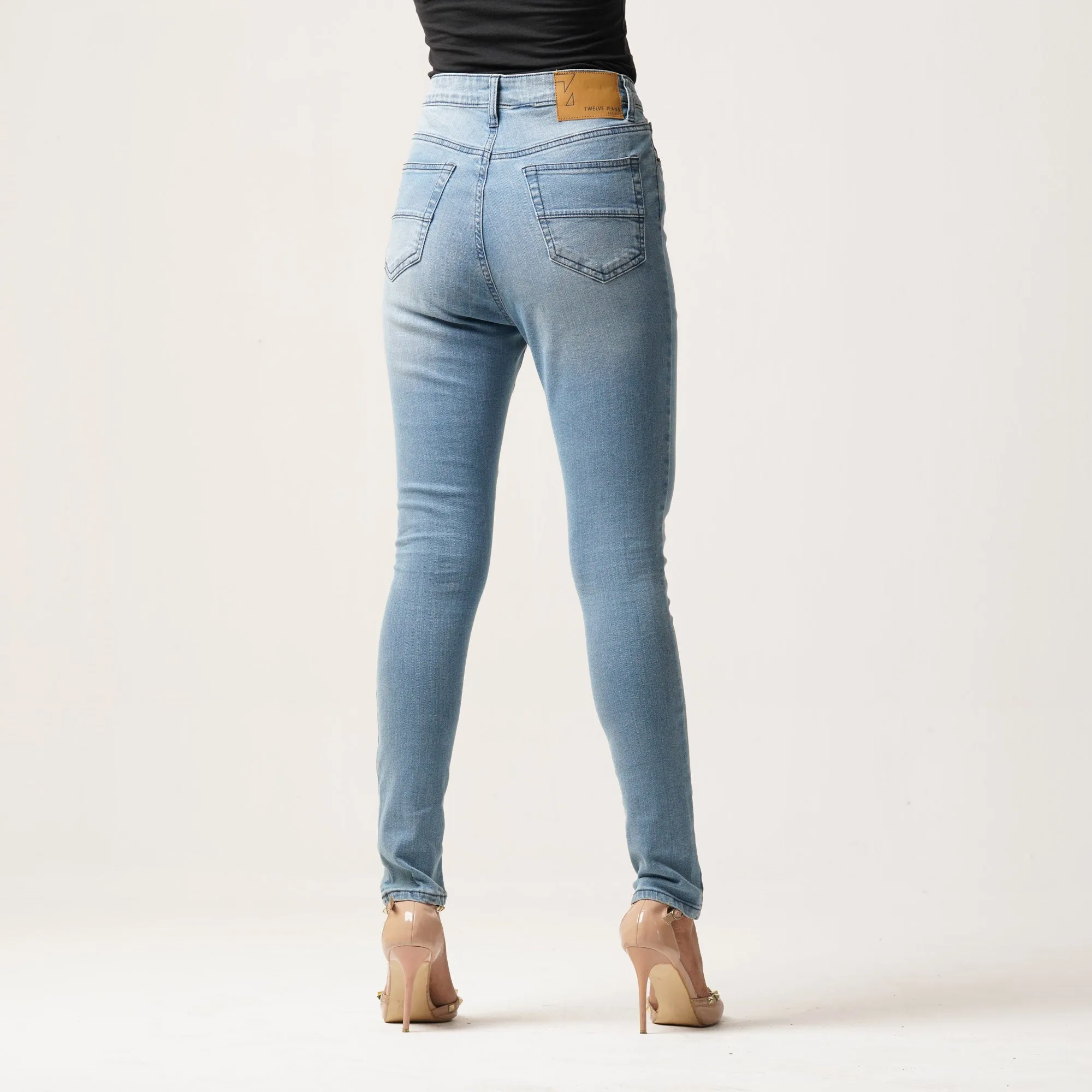 Womens Denim Long Pant-Dark Blue