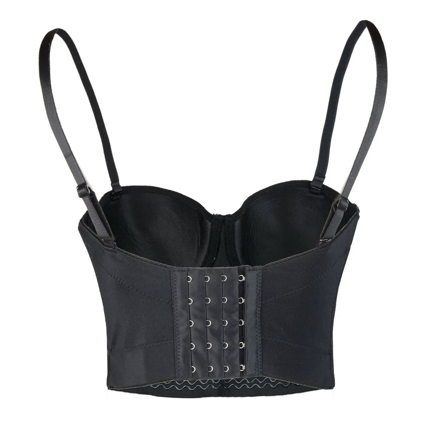 Women's Embroidery Floral Sexy Bustier Crop Top Smooth Corset Bra Tops Black