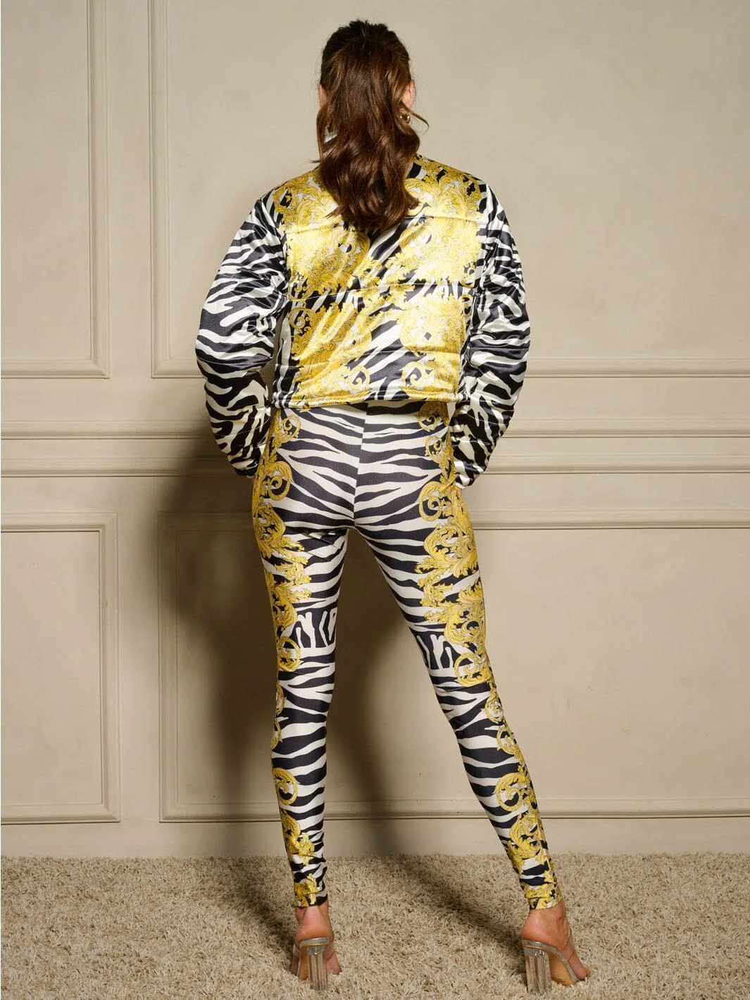 WOMEN'S LONG SLEEVE JACKET & ELASTIC WAIST PANTS MULTI PRINT 2PC. SET