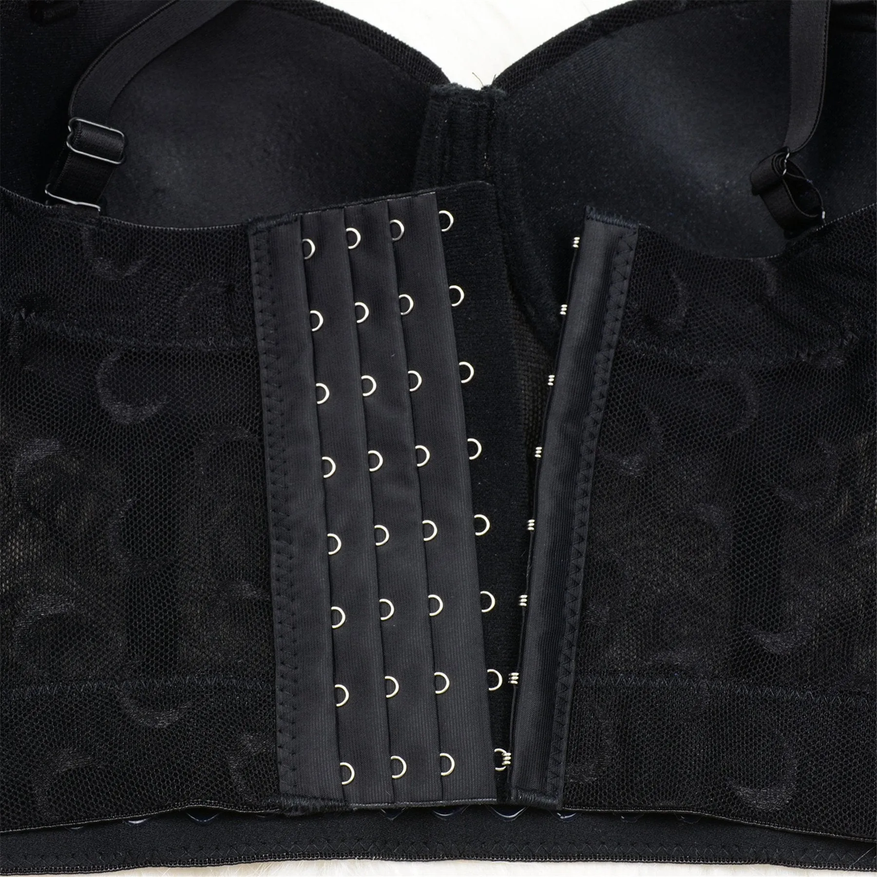 Women's Mesh Crescent Moon Print Bustier Crop Top Sexy Corset Top Bra Black 34/75