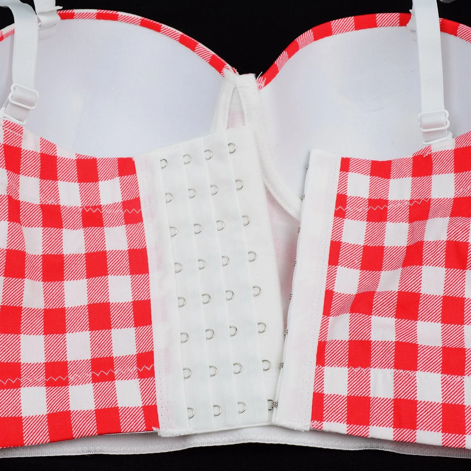 Women's Plaid Bustier Crop Top Sexy Women's Corset Top Bra Red