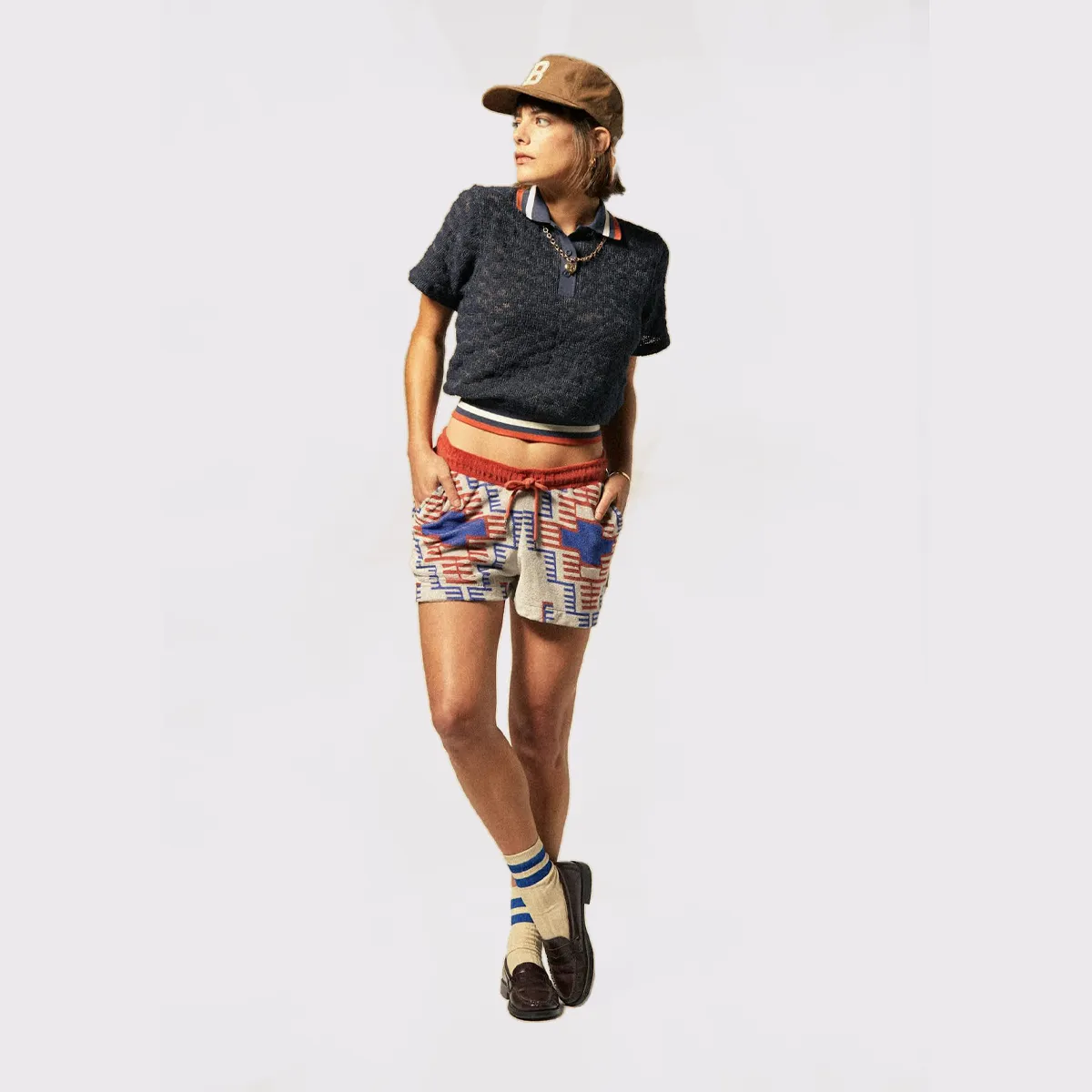 Womens Retro Mesh S/S Polo - Blue