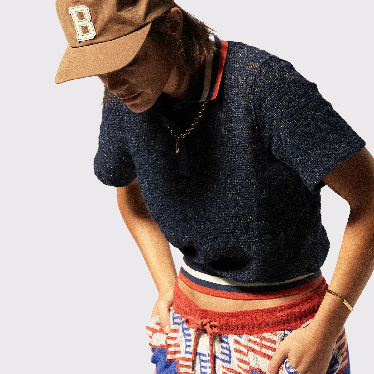 Womens Retro Mesh S/S Polo - Blue
