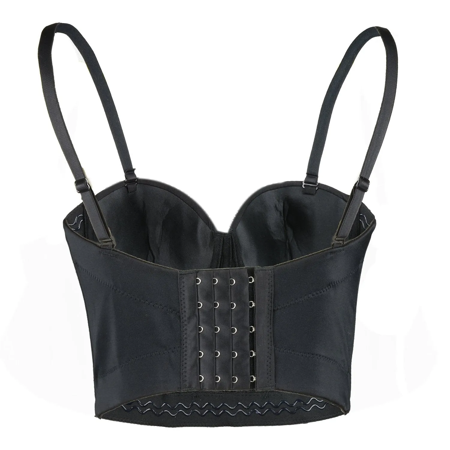 Women's Rhinestone Diamond Push up Bustier Crop Top Sexy Punk Corset Bra Khaki