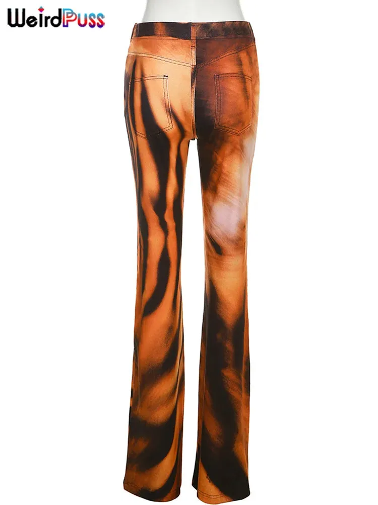 Women's Tiger Print Flare Pants