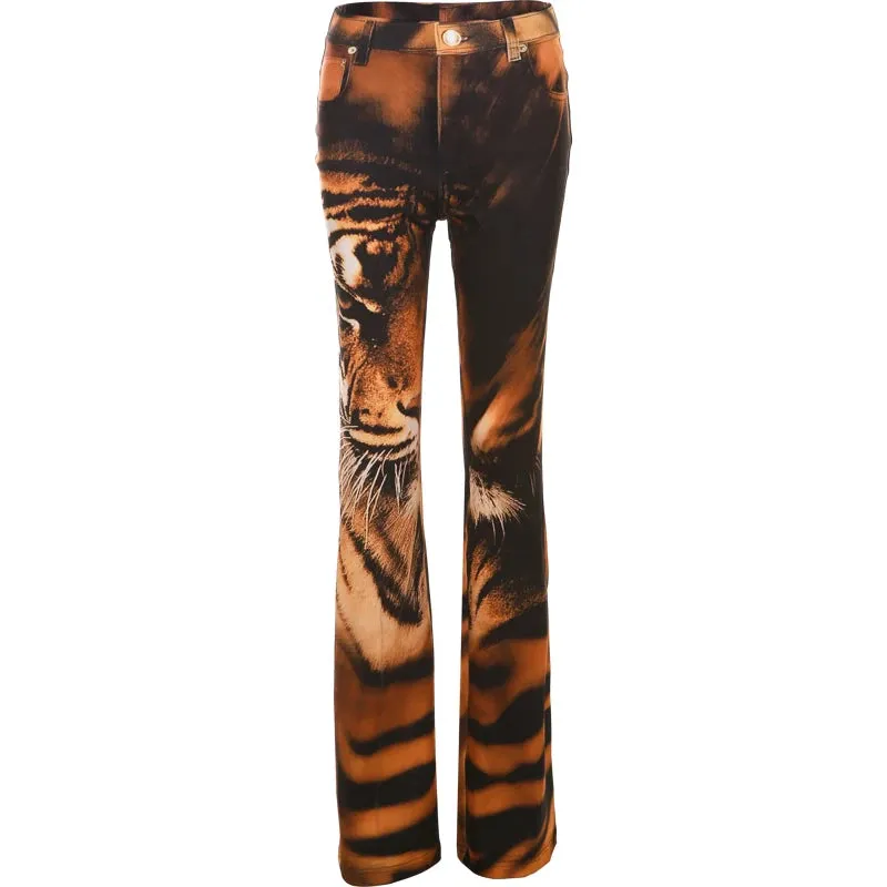 Women's Tiger Print Flare Pants
