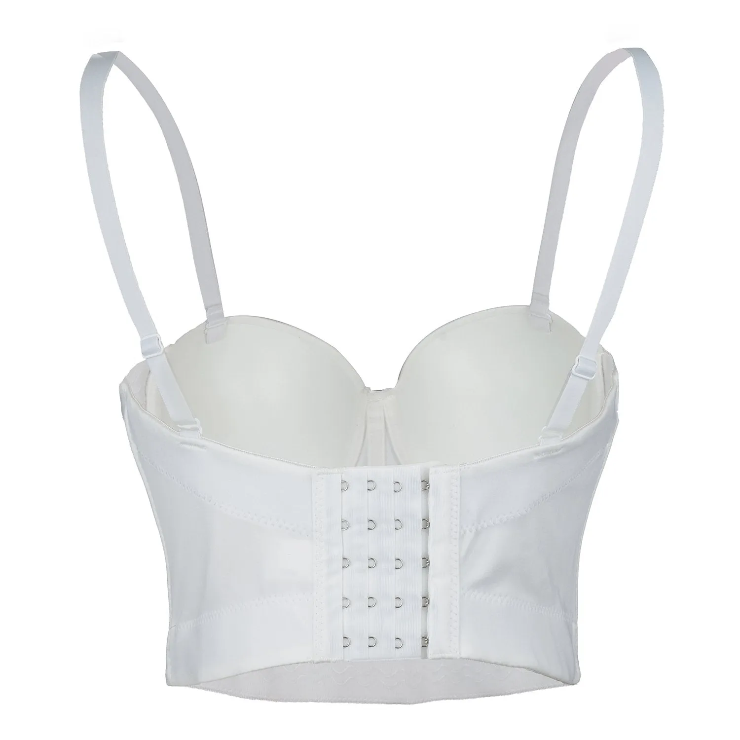 Woment's Pearls Beaded Bustier Crop Top Club Party Sexy Corset Top Bra White