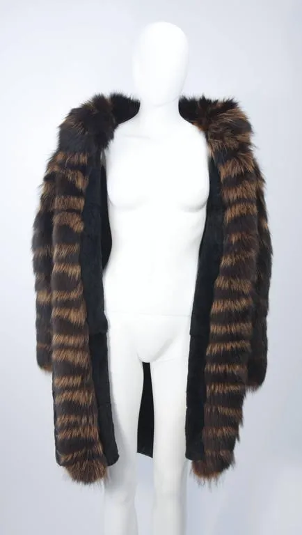 YVES SAINT LAURENT  Fox Fur Coat w/ Sheared Beaver Lining Size 6-8