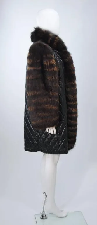 YVES SAINT LAURENT  Fox Fur Coat w/ Sheared Beaver Lining Size 6-8