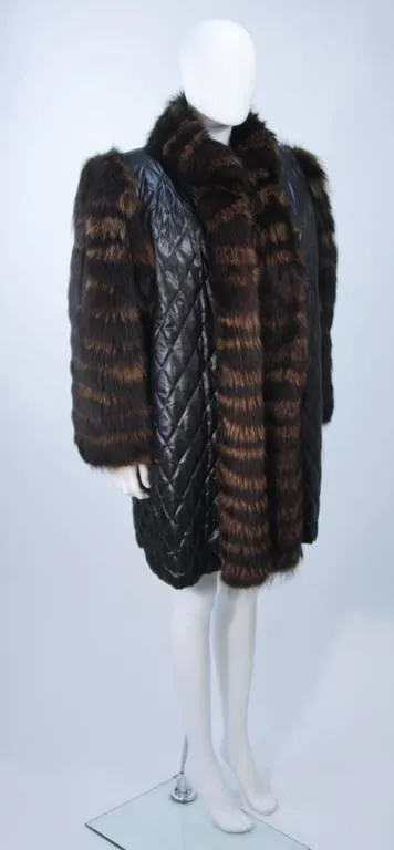 YVES SAINT LAURENT  Fox Fur Coat w/ Sheared Beaver Lining Size 6-8