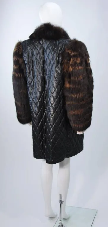 YVES SAINT LAURENT  Fox Fur Coat w/ Sheared Beaver Lining Size 6-8