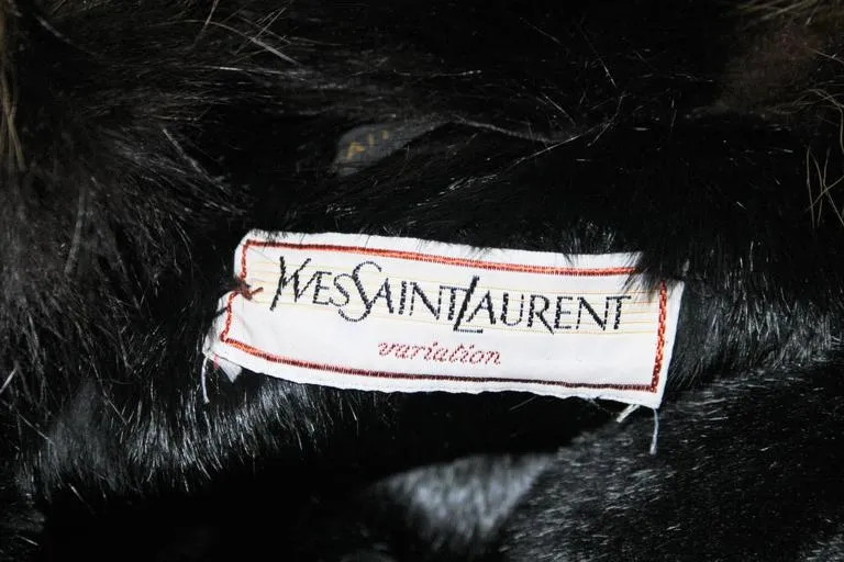 YVES SAINT LAURENT  Fox Fur Coat w/ Sheared Beaver Lining Size 6-8