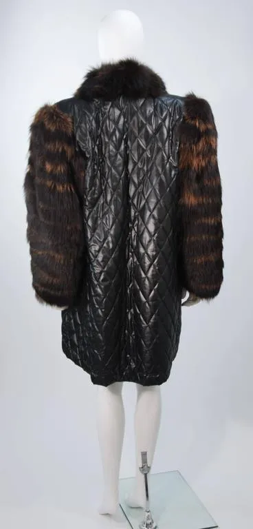 YVES SAINT LAURENT  Fox Fur Coat w/ Sheared Beaver Lining Size 6-8