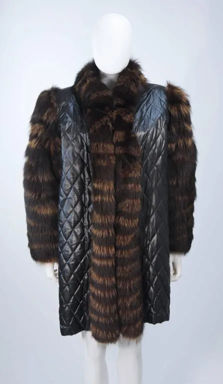 YVES SAINT LAURENT  Fox Fur Coat w/ Sheared Beaver Lining Size 6-8