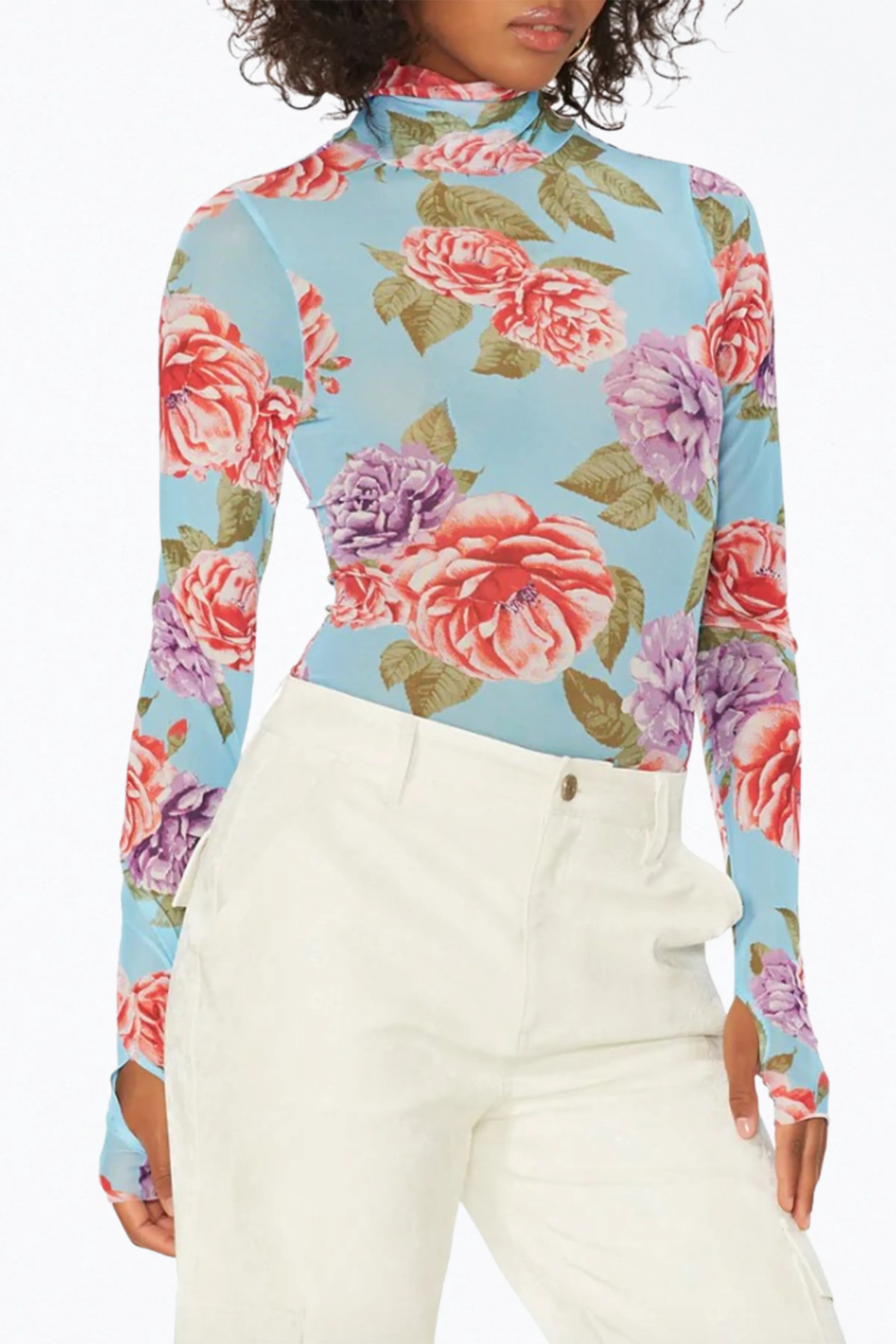ZADIE POWER MESH TURTLENECK TOP