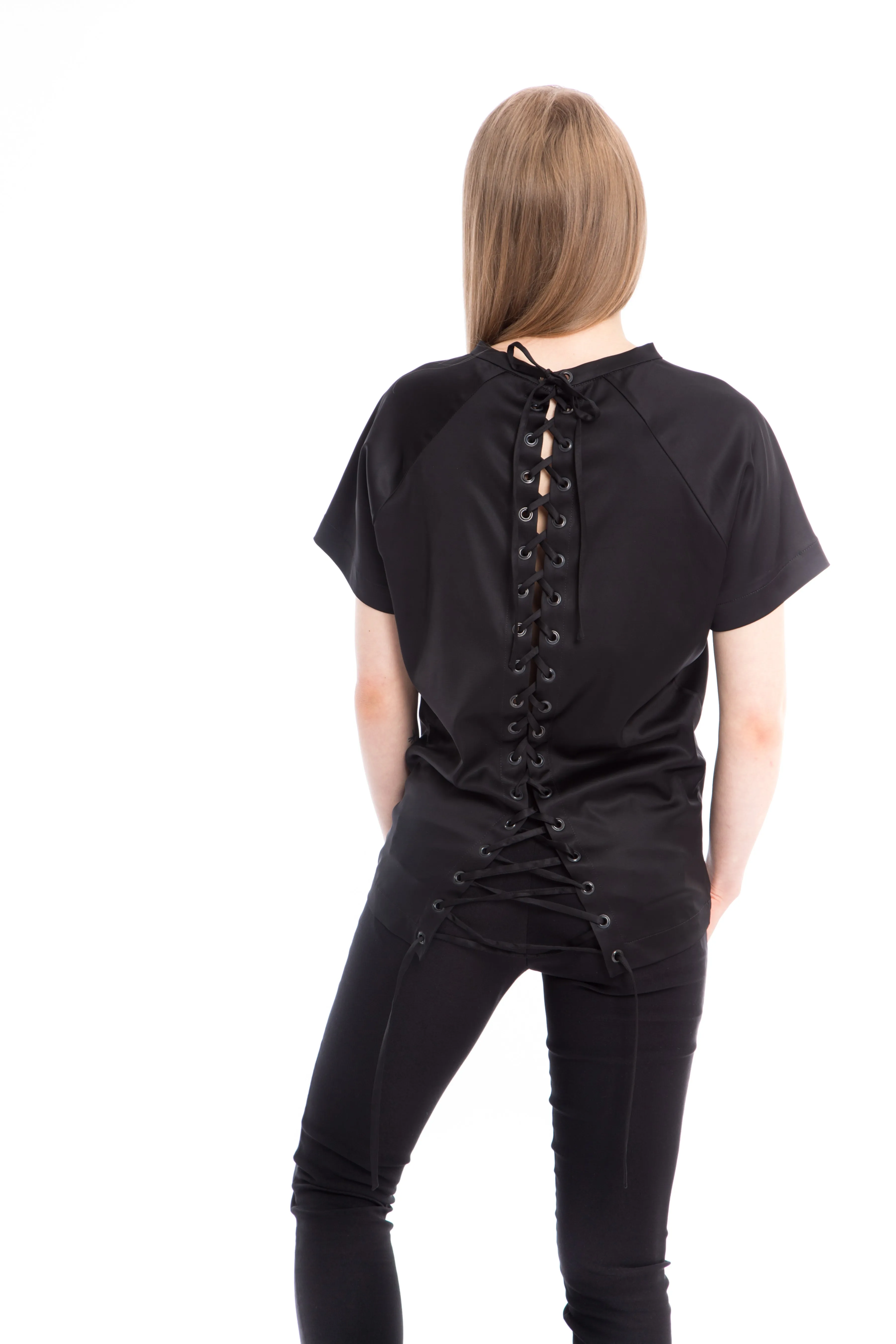 Zaylee Black Short Sleeves Top