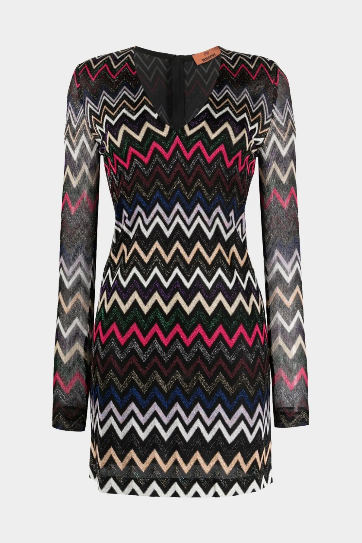 Zig-Zag Metallic Threading Mini Dress in Multi