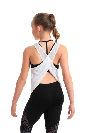 ZS55087G - Bloch Abrielle Mesh Spliced Girls Wrap Back Tank Top