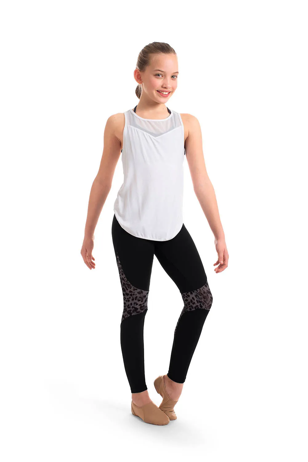 ZS55087G - Bloch Abrielle Mesh Spliced Girls Wrap Back Tank Top