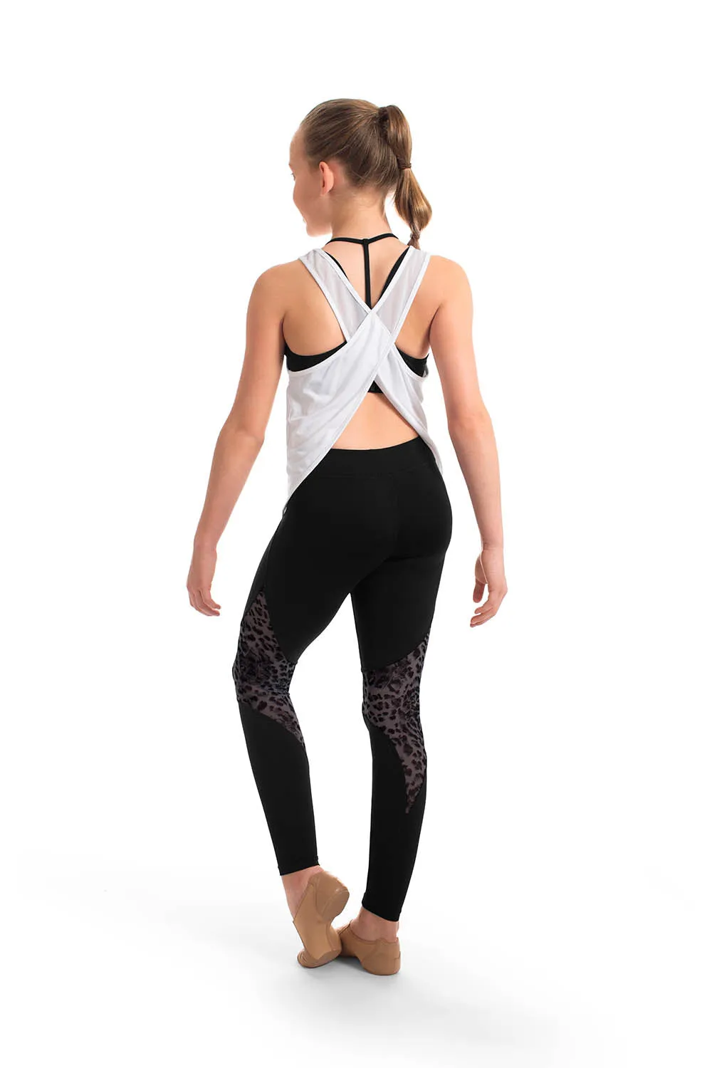 ZS55087G - Bloch Abrielle Mesh Spliced Girls Wrap Back Tank Top